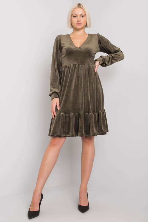 Chaki spalvos veliūrinė suknelė su... Chaki spalvos veliūrinė suknelė su...