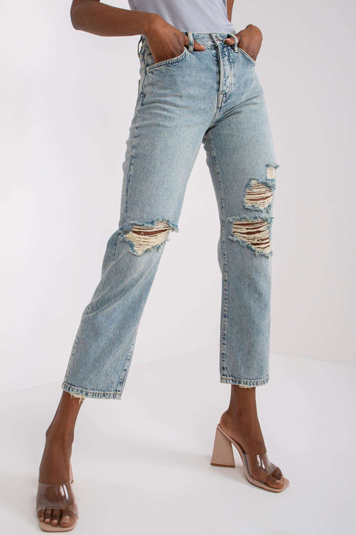 Šviesiai mėlyni tiesūs džinsai...