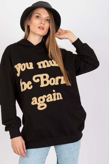 Juodas laisvas megztinis su...