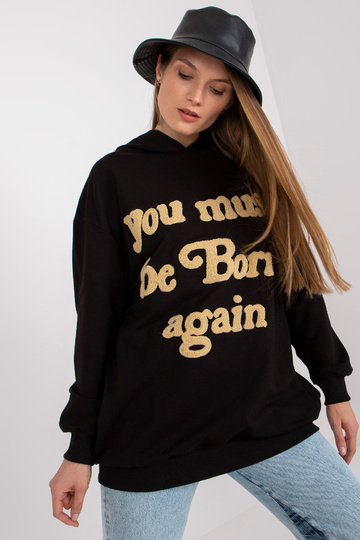 Juodas laisvas megztinis su... 2