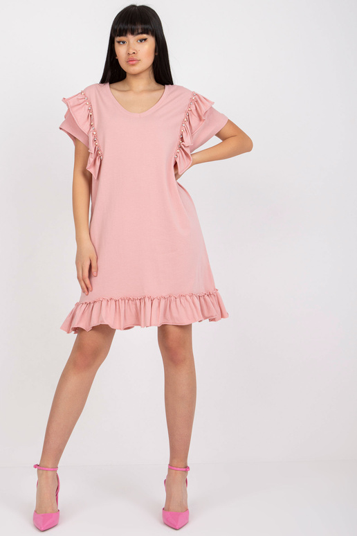 Šviesiai rožinė medvilninė suknelė su... Šviesiai rožinė medvilninė suknelė su...