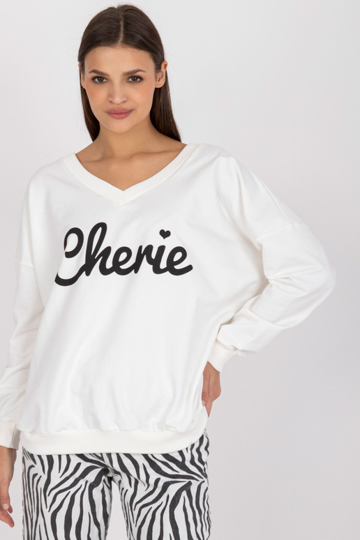 Ecru medvilnės oversize megztinis su... Ecru medvilnės oversize megztinis su...