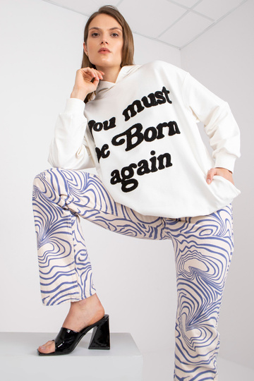 Ecru džemperis su gobtuvu 2