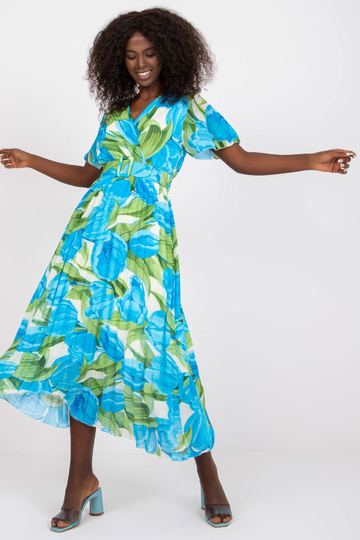 Mėlyna ir žalia klostuota...