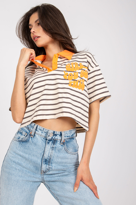 Smėlio spalvos pilki moteriški polo...