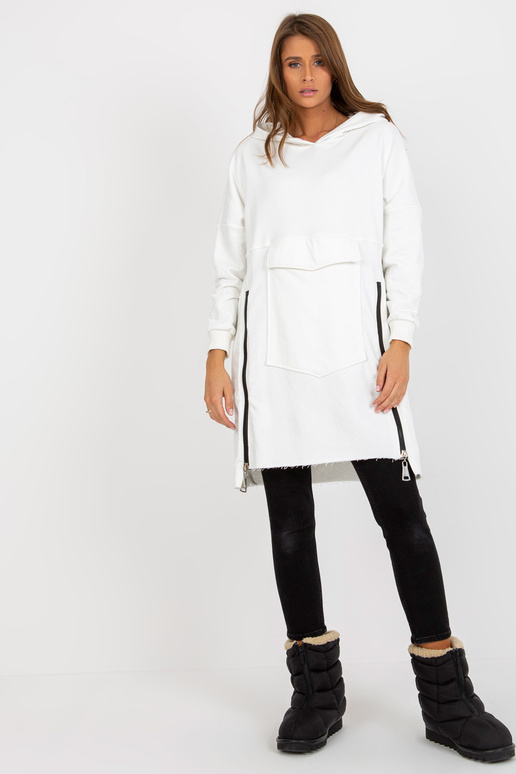 Ecru langes Oversize-megztinis su...