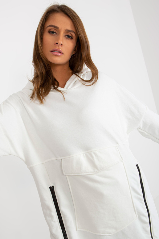 Ecru langes Oversize-megztinis su...