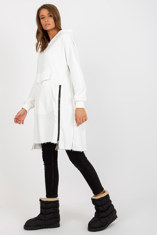 Ecru langes Oversize-megztinis su...