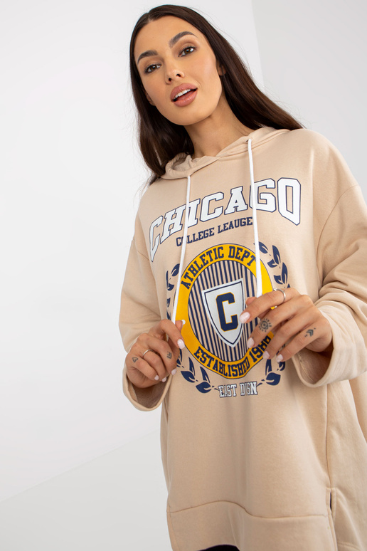 Hellbeiger Damen Hoodie su Länger Rücken