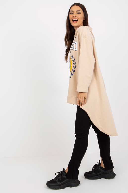 Hellbeiger Damen Hoodie su Länger Rücken