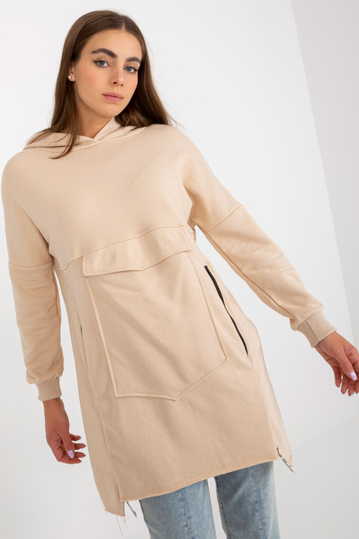 Smėlio spalvos ilgas bazinis gobtuvas