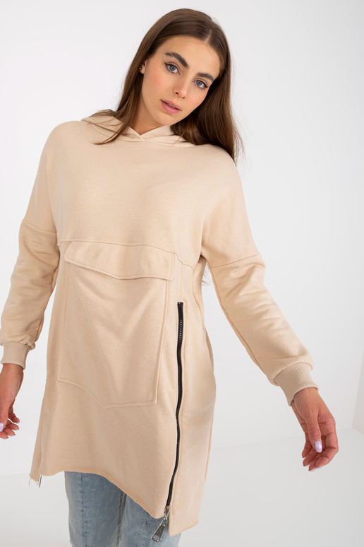 Smėlio spalvos ilgas bazinis gobtuvas