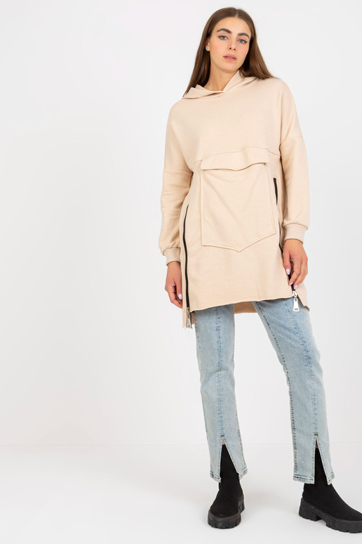 Smėlio spalvos ilgas bazinis gobtuvas