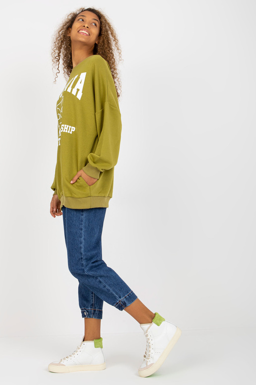 Olive oversize megztinis su raštu