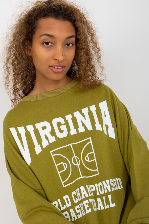 Olive oversize megztinis su raštu