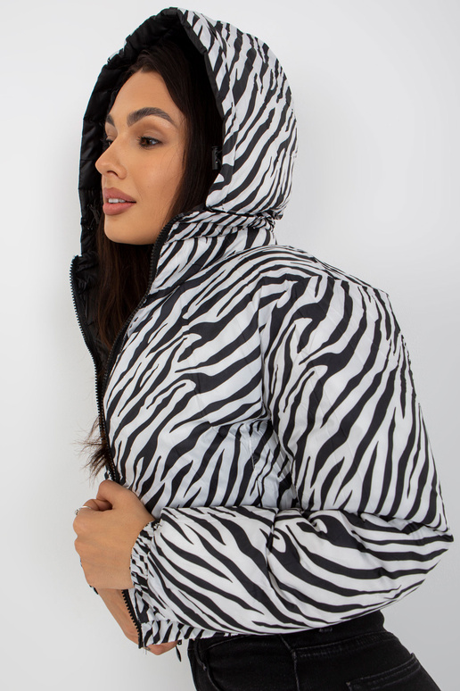 Schwarze doppelseitige Zebra-Steppjacke