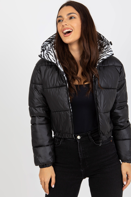 Schwarze doppelseitige Zebra-Steppjacke
