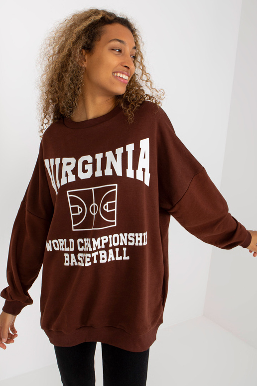 Tamsiai rudas laisvas megztinis su...