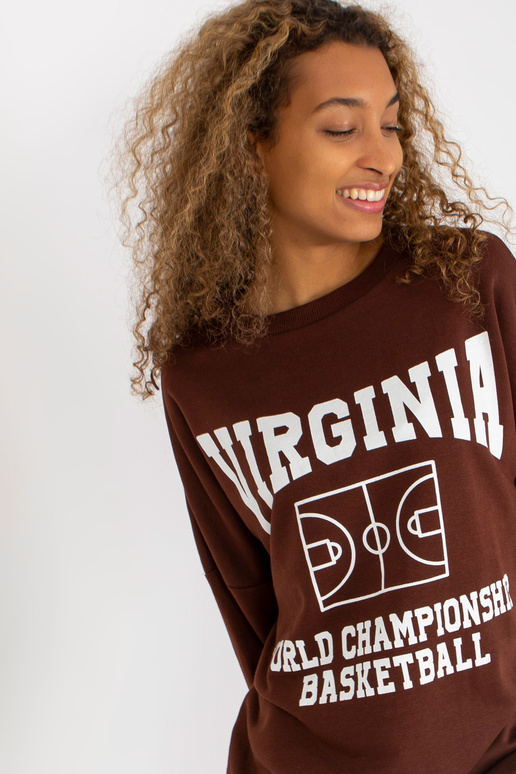 Tamsiai rudas laisvas megztinis su...