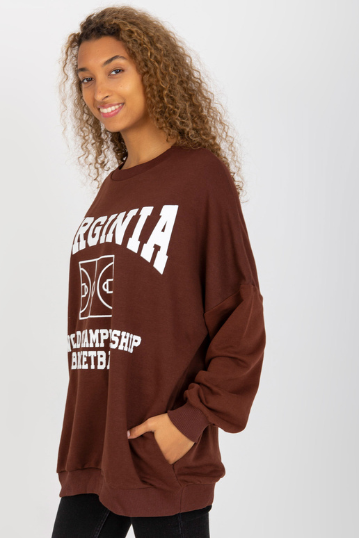 Tamsiai rudas laisvas megztinis su...