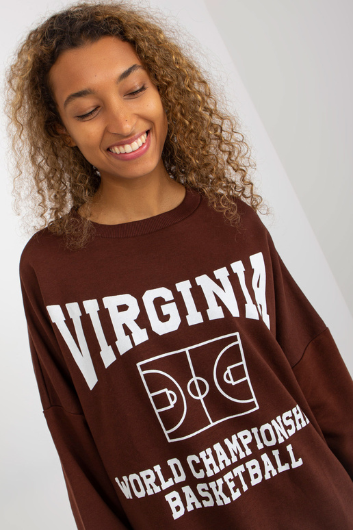 Tamsiai rudas laisvas megztinis su...