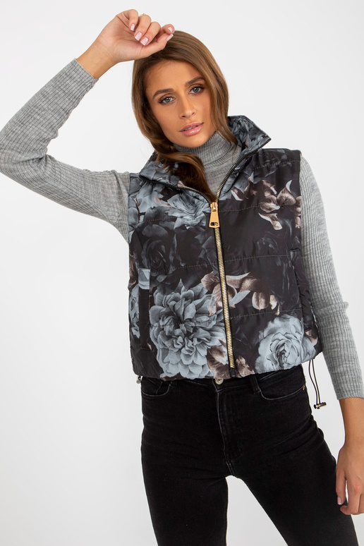 Schwarze gesteppte Blumenweste už Damen