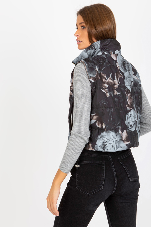 Schwarze gesteppte Blumenweste už Damen