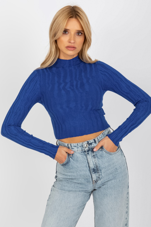 Kobalto trumpas megztinis su stačia...