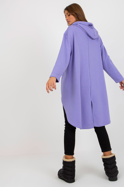 Hellvioletter langer Hoodie mit Aufdruck