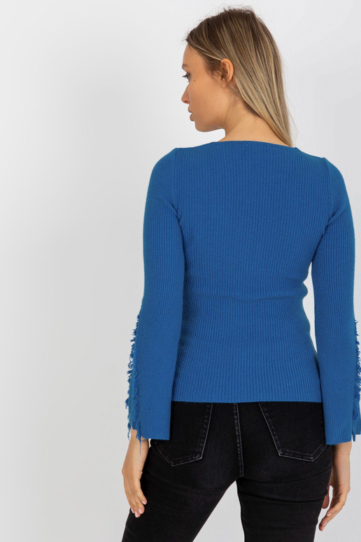 Ciemnoniebieski prążkowany sweter... Ciemnoniebieski prążkowany sweter...