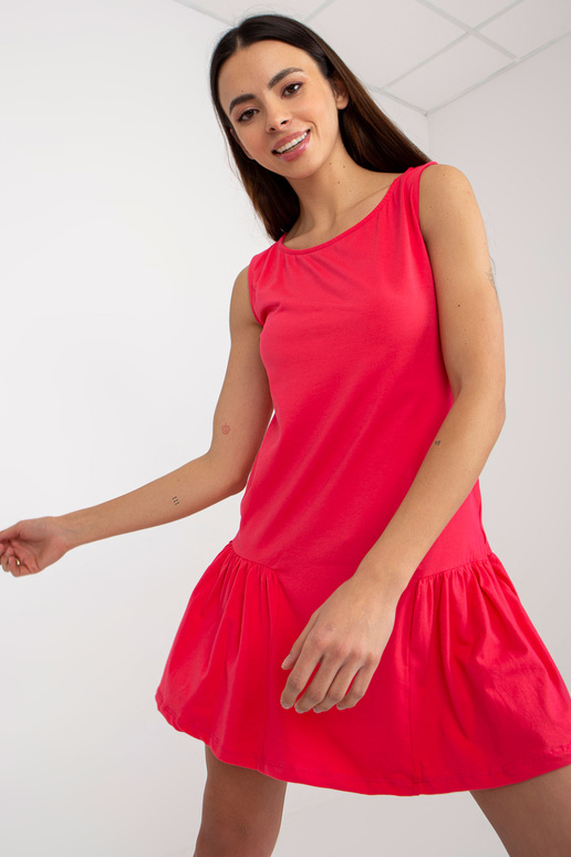 Koralinė mini suknelė su raukšliniu... Koralinė mini suknelė su raukšliniu...