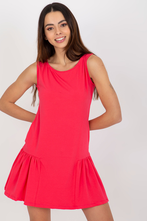 Koralinė mini suknelė su raukšliniu... Koralinė mini suknelė su raukšliniu...