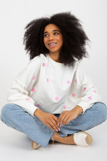 Ecru taškuotas megztinis su...