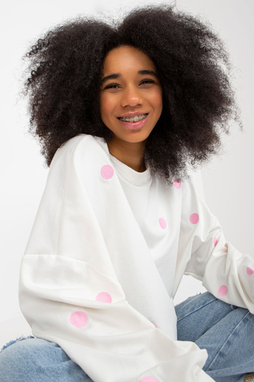 Ecru taškuotas megztinis su... 2