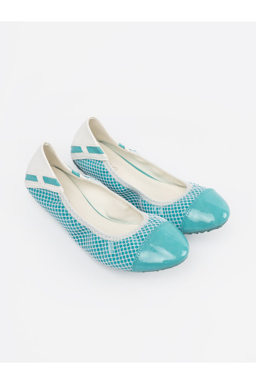 mėlynos spalvos balerinos z białą siteczką 2