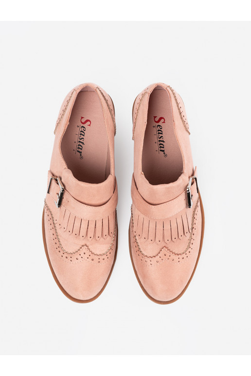 rožinės spalvos iš zomšos mokasinai 