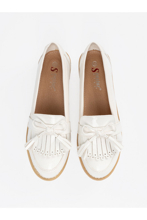 baltos spalvos  mokasinai su bantuku