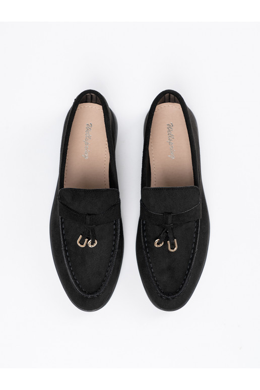 Moteriški mokasinai iš zomšos juodos spalvos