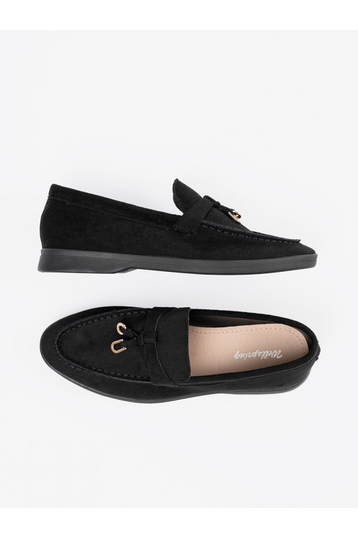 Moteriški mokasinai iš zomšos juodos spalvos