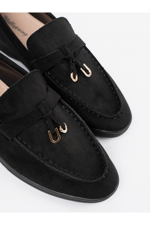 Moteriški mokasinai iš zomšos juodos spalvos