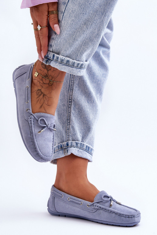 Elegantiški zomšiniai mokasinai mėlynos spalvos Si Passione