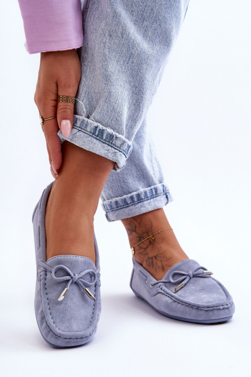 Elegantiški zomšiniai mokasinai mėlynos spalvos Si Passione