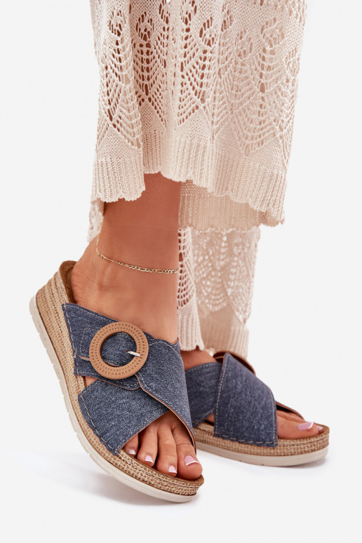 Moteriškos šlepetės  dekoruoti su sagtimis Inblu RV000012 mėlynos spalvos