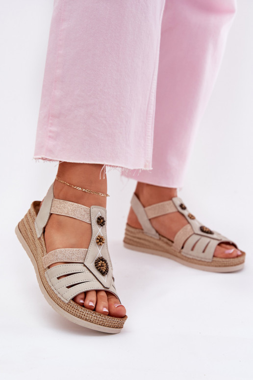 Moteriškos basutės  su gražiomis detalėmis Inblu RV000015 dramblio kaulo spalvos