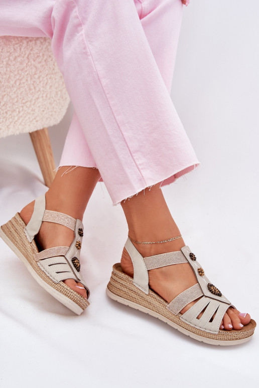 Moteriškos basutės  su gražiomis detalėmis Inblu RV000015 dramblio kaulo spalvos