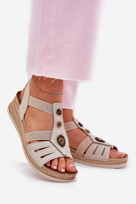 Moteriškos basutės  su gražiomis detalėmis Inblu RV000015 dramblio kaulo spalvos