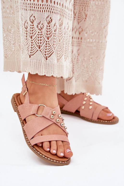 Moteriškos basutės su plačiais kulniukais Ze aukso spalvosmi  rožinės spalvos Zanira