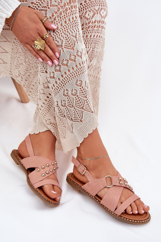 Moteriškos basutės su plačiais kulniukais Ze aukso spalvosmi  rožinės spalvos Zanira