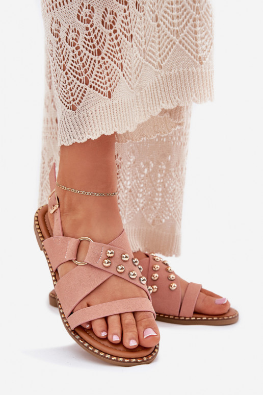 Moteriškos basutės su plačiais kulniukais Ze aukso spalvosmi  rožinės spalvos Zanira