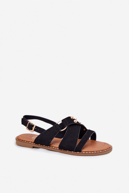 Moteriškos basutės su plačiais kulniukais Ze aukso spalvosmi  Juodos spalvos Zanira